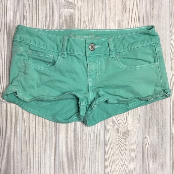 American Eagle Mint Green Stretch Denim Shorts - Picture 1 of 10